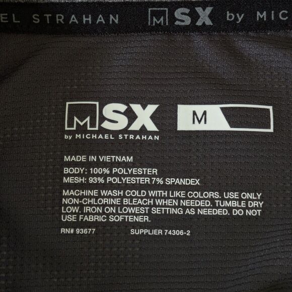Michael Strahan MSX Polo Golf Performance Shirt Size M Black Gray Mesh - Picture 4 of 7